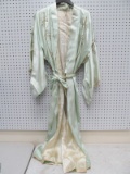 SATIN ROBE EMBROIDED WITH A PEACOCK