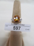 STERLING SILVER CITRINE RING SIZE 8