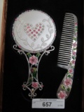 ORNATE COMB AND MIRROR SET