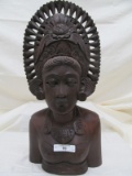 WOOD CARVED WOMANS BUST