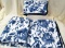 BLUE AND WHITE FLORAL KING SIZE QUILT WITH 2 KING SHAMS
