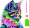 DIY 5D Diamond Painting Kits for Kids & Adult Colorful Cat Round Rhinestone Embroidery Cross Stitch