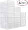 WAYTRIM Foldable Shoe Box, Stackable Clear Shoe Storage Box - Storage Bins Shoe Container Organizer,