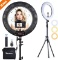 Inkeltech Ring Light - 18 inch 2700K-5600K Dimmable Bi-Color Light Ring, 60W LED Ring Light with Sta