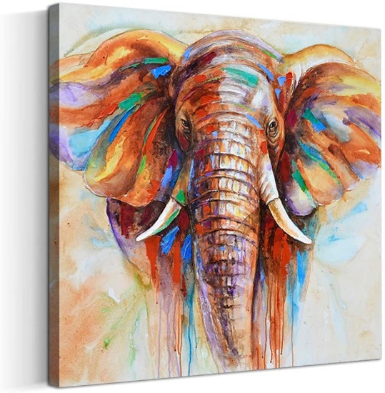 ELEPHANT ON WRAPPED CANVAS 31.5 X 31.5