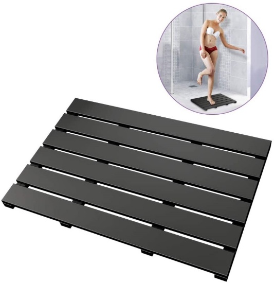 Bath Mat for Bathroom Luxury Shower - Non-Slip Bamboo Wooden Waterproof Floor Mat for Indoor or Outd