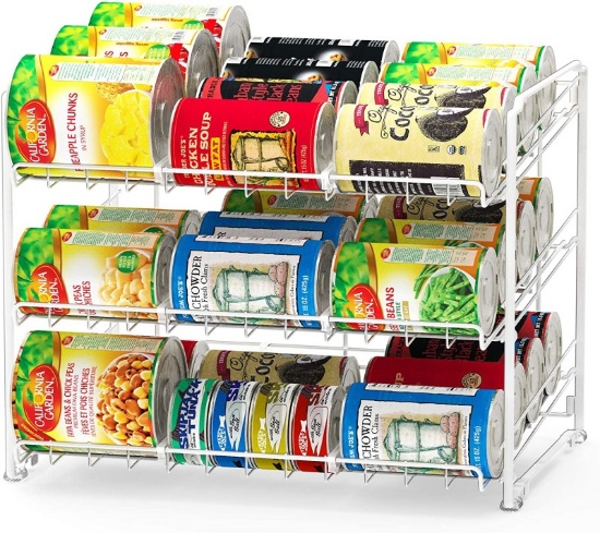 SimpleHouseware Stackable Can Rack Organizer White