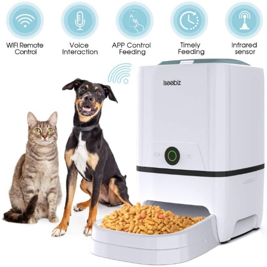 Iseebiz Automatic Pet Feeder 5L Smart Feeder Dog Cat Food Dispenser Voice Recording Timer Programmab