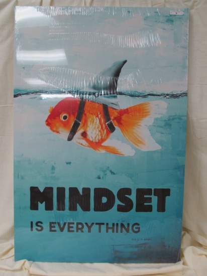 MINDSET IS EVERYTHING - FISH WRAPPED CANVAS 23.5"  X 35"