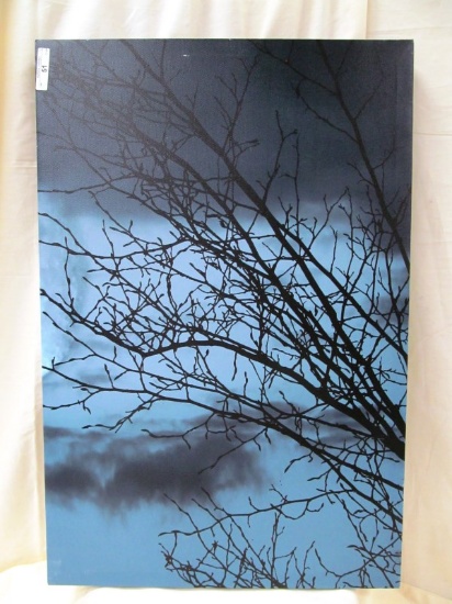 WRAPPED CANVAS BLACK AND NAVY TREE 16" X 24"
