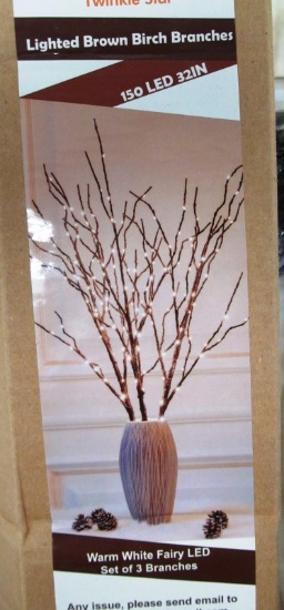 TWINKLE STAR LIGHTED BROWN BIRCH BRANCHES 150 LEDS 32" - 3 BRANCHES