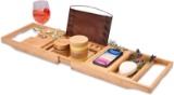 Bamboo Bathtub Tray, Perfect Expandable Bathtub Caddy for Reading Rack or Tablet Holder, Premium Bat