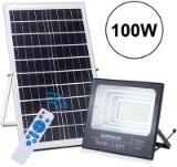 100W Solar Powered Street Flood Lights, APONUO 196 LED 5000 Lumens Outdoor IP67 Waterproof with Remo