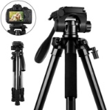 SAMTIAN Camera Tripod 58 Inches 147CM Lightweight Aluminum Travel Camera Tripod with 3-Way Swivel He