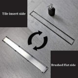 Neodrain 24-Inch Linear Shower Drain- With 2-in-1 Flat & Tile insert Cover, Brushed 304 Stainless St