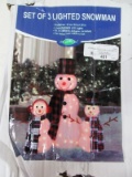 SET 3 LIGHTED SNOWMAN