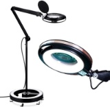 Brightech Light View Pro 6 Wheel Rolling Base Magnifying Floor Lamp - Magnifier with Bright LED Ligh