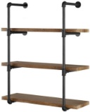 Industrial Wall Mount Iron Pipe Shelf Shelves Shelving Bracket Vintage Retro Black DIY Open Bookshel
