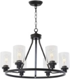 6-Light Chandeliers for Dining Room, Farmhouse Lighting Black Light Fixtures Ceiling Hanging Industr