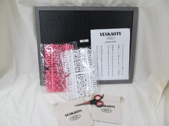 Changeable Letter Board 20" x 16" inches, Changeable Letters (bag of pink and bag of white), Rustic