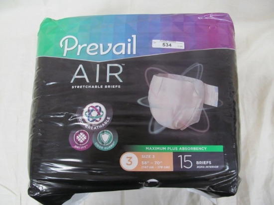 Prevail AIR Incontinence Briefs, Maximum Plus Absorbency SIZE 3