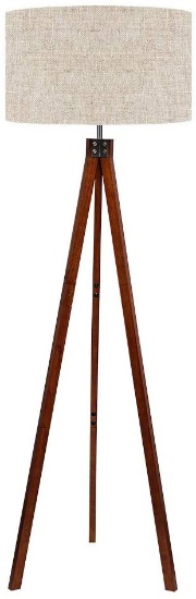 LEPOWER Wood Tripod Floor Lamp, Mid Century Standing Lamp, Modern Design Studying Light for Living R