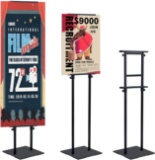 Standing Sign Holder with Non-Slip Mat Base, Adjustable Banner Stand Height Up to 82.6 inch, Double-