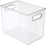 mDesign Deep Plastic Food Storage Container Bin with Handles - for Kitchen, Pantry, Cabinet, Fridge/