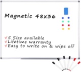 Dry Erase Board - Wall Mounted White Board Magnetic Whiteboard for Office, Home & School - 36x48 Inc