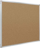 Mead Corkboard, Framed Bulletin Board, 3' x 2', Cork Board, Aluminum Frame (Frame has small bend)
