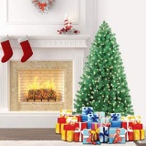 SHareconn 4.5 ft Pre-Lit Premium Artificial Spruce Hinged Christmas Tree with 180 Clear Lights, 600