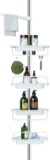 ALLZONE Constant Tension Corner Shower Caddy, Stainless Steel Pole, Rustproof, Strong and Sturdy, Wh