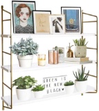 BOLUO Gold Wall Shelf Modern White Floating Shelves Bathroom 3 Tier Mounted Shelving Bedroom 24 Inch