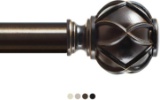 KAMANINA 1 Inch Curtain Rod Single Drapery Rod 72 to 144 Inches, Netted Texture Finials, Antique Bro