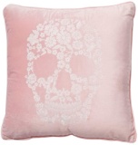 Dormify Embroidered Skull Accent Pillow - Dorm Room Decor, Pink, 18 in x 18 in