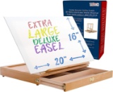 U.S. Art Supply Super Solana Extra Large Adjustable Wood Desk Table Easel with Wide Storage Drawer,
