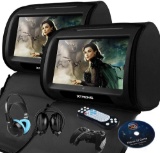 XTRONS Black 2X Twin Car headrest DVD Player 9