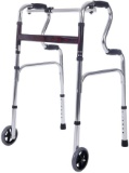 SUKONG Compact Folding Walker, Rising Aid 3 in 1 with Trigger Release and 5 inches Wheels Portable L
