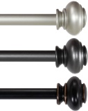 H.VERSAILTEX Window Curtain Rod and Finial,Bracket Set, ANTIQUE BRONZE 66-Inch Extends to 120-Inch,3