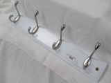 WHITE WOOD WALL COAT RACK WITH HOOKS 18