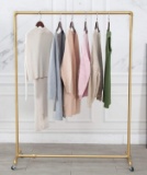 Industrial Pipe Clothing Rack Garment Rack Pipeline Vintage Rolling Rack with Wheels,Gold (Gold)