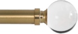 Ivilon Drapery Treatment Window Curtain Rod - Acrylic Ball 1 inch Pole. 48 to 86 Inch. Warm Gold