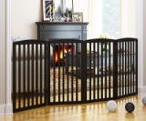 PAWLAND Wooden Freestanding Foldable Pet Gate for Dogs,4 Panel, 36 inch Tall Fence, Dog Gate for The