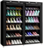 TXT&BAZ Portable Shoe Rack Double Row with Nonwoven Fabric Cover