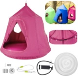 OrangeA Hanging Tree Tent Pink Hanging Tree Tent for Kids 46 H x 43.4 Diam Hanging Tree House Tent W