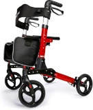 OasisSpace Ultra Folding Rollator Walker with Wide Seat 8 inches Antiskid Wheels Compact Design Baki