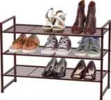 Simple Houseware 3-Tier Stackable Shoes Rack Storage Shelf, Bronze