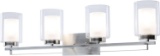Wall Light 4 Light Bathroom Vanity Lighting with Dual Glass Shade in Brushed Nickel Indoor Modern Wa