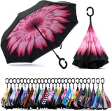 Spar. Saa Double Layer Inverted Umbrella with C-Shaped Handle, Anti-UV Waterproof Windproof Straight