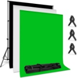 Photography Backdrop Stand 6.6 ft x 10 Photo Backdrop Stand Kit Washable White Black Green Backgroun